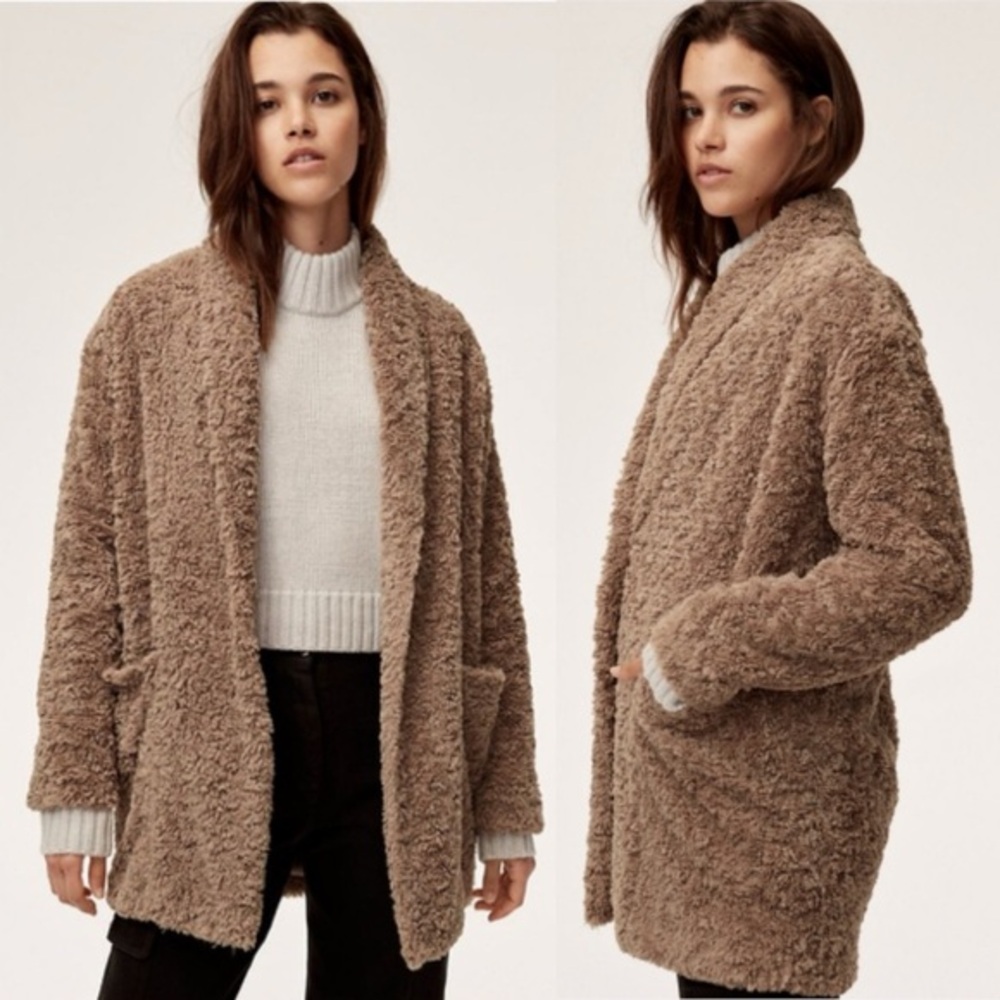 Aritzia Wilfred Free Grete Plush Jacket Small Tan Color‎ Teddy